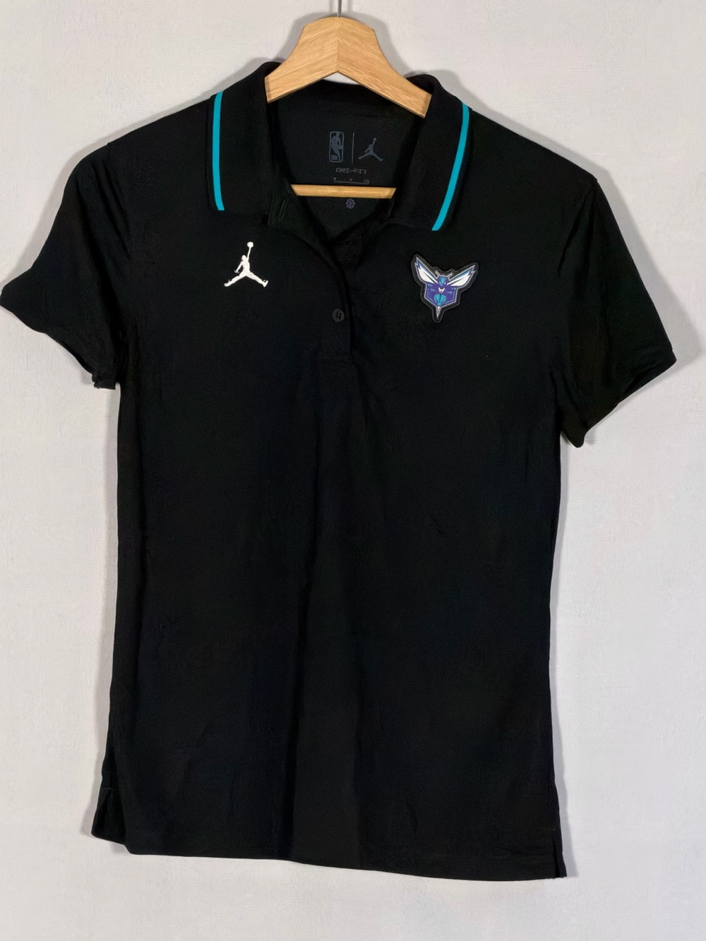Jordan NBA Charlotte Hornets Dri-FIT Polo Shirt Black Teal Men’s Small